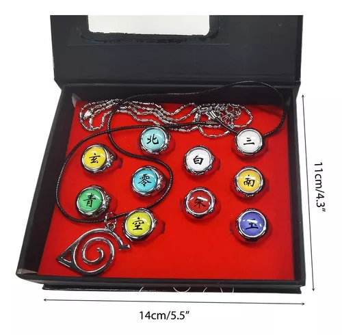 Anillo Miembro Akatsuki Cosplay Anime Naruto 10piezas+cuello