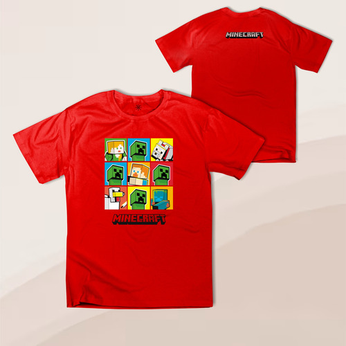 Playera Minecraft Cuadricula Steve Alex Creeper Infantil