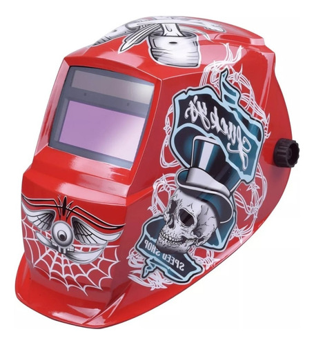 Máscara Para Soldar Fotosensible Din-16 Versa Calavera Color Rojo