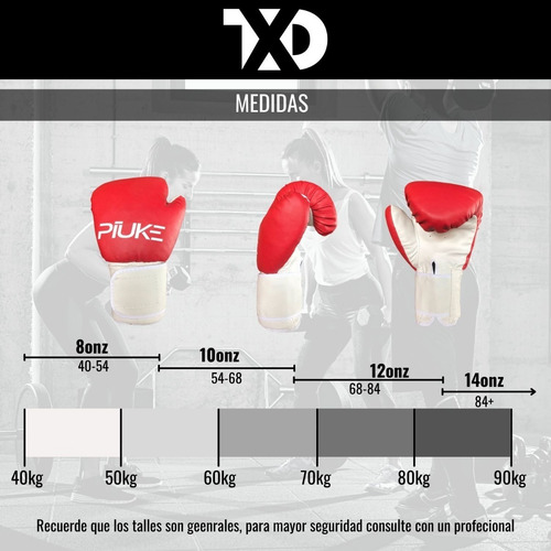 Guante De Boxeo Kick Boxing 8 10 12 14 Oz Box Negro Rojo