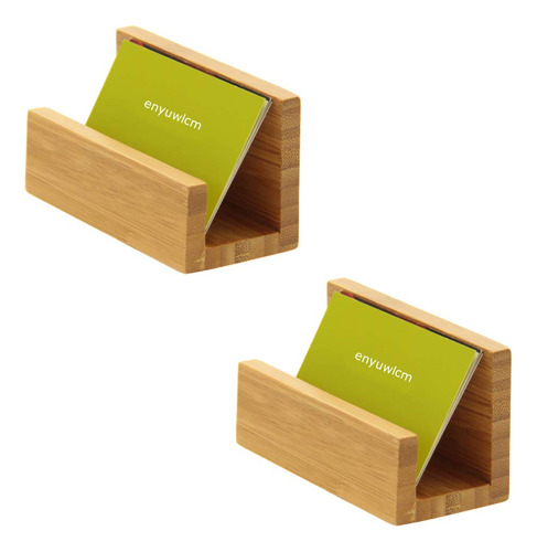 Enyuwlcm Bamboo Wood Desktop Business Card Holder Display Fo