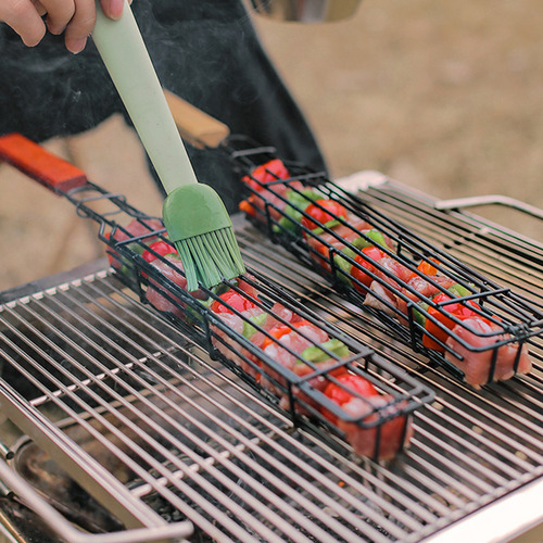 Cesta Portátil Para Asar Barbacoa Con Mango De Madera Para S
