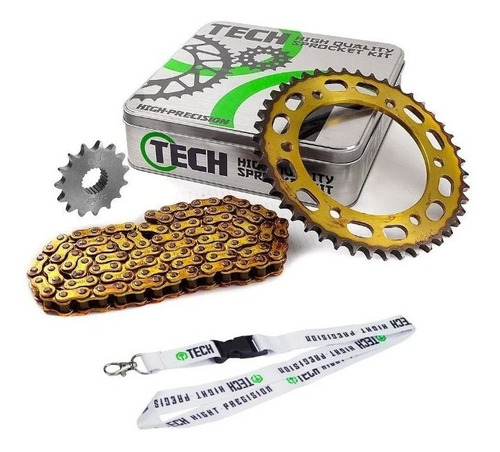 Kit Transmision Tech Yamaha Ybr 250 44-15 428 Reforzada Full