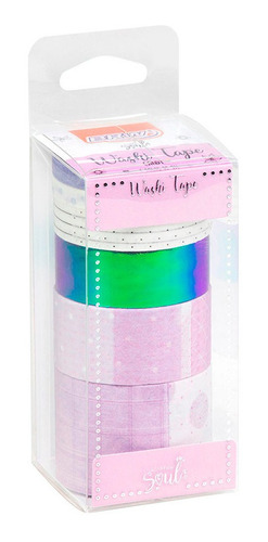  Washi Tape Candy Caja 6 Cintas Anchos Diferentes X3mts Brw