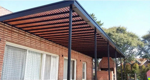 Techo Pérgola Hierro Y Madera Policarbonato Cochera Garage