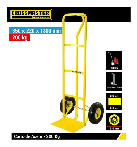 Imagen 2 de 4 de Carro Carretilla Zorra Acero 200 Kg Crossmaster 9931136