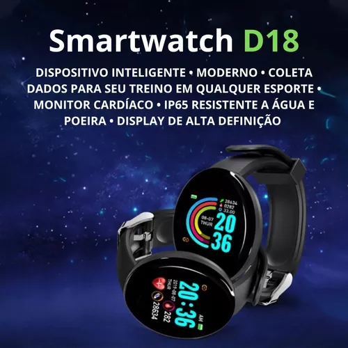 Relógio Smartwatch Redondo D18 Whats E Face - Android / Ios, aplicativo  relógio smartwatch 