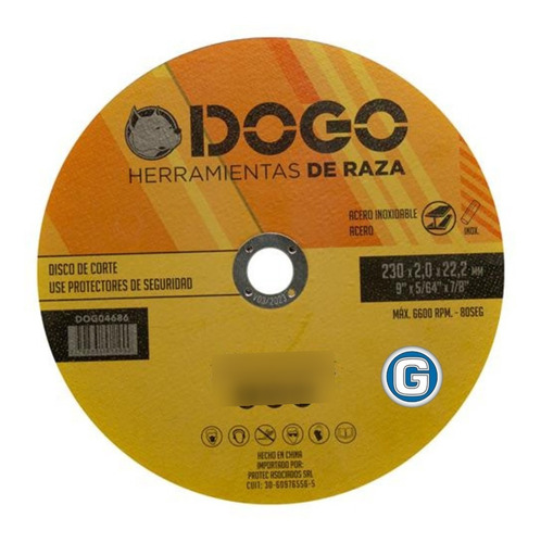 Disco Corte Amoladora Dogo Ø 230 X 2 Mm X 5 Un Ø 9'' Acero