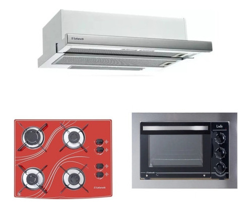 Kit Forno Embutir 45l + Cooktop 4 Bocas Depurador Safanelli