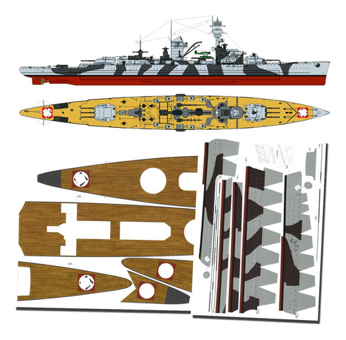 Sms Lutzow (1942) Crucero De Batalla 1.200 Papercraft