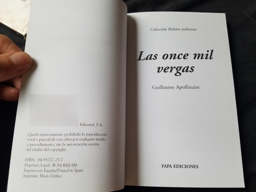 Las Once Mil Vergas Guillaume Apollinaire Erotismo (Usado)
