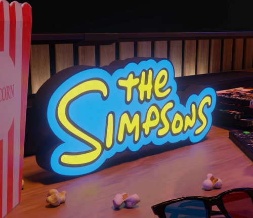 Cuadro Cartel Led Los Simpsons Logo Negro