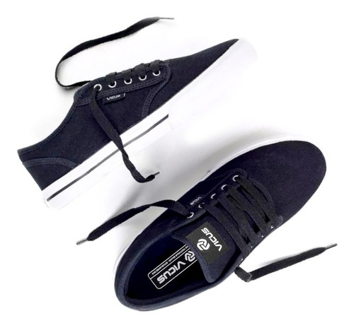 Imagen 3 de 5 de Zapatillas Vicus Folk Lona Negro