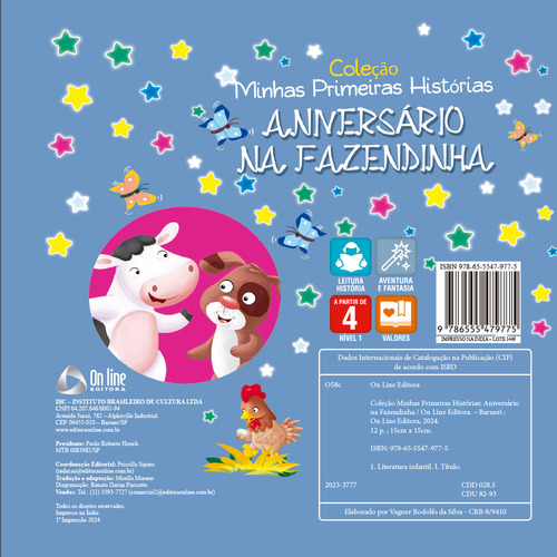 Coleção Minhas Primeiras Histórias Aniversário na Fazendinha Editorial On Line Editora Capa Mole Edição 4 em Português 2024