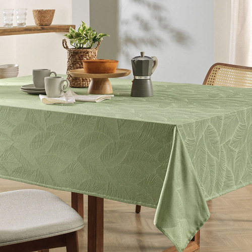 Toalha De Mesa Retangular Karsten Tilia Verde 8 Lugares