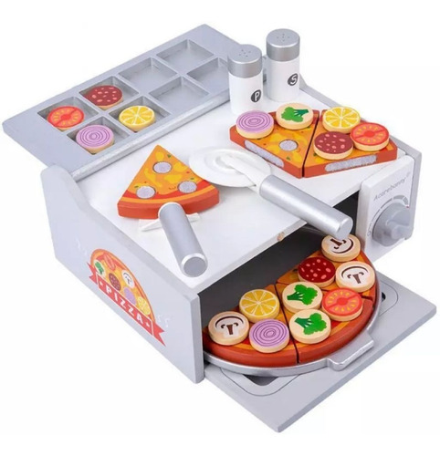 Horno Para Pizza Juguete Niños De Madera Juego Didactico