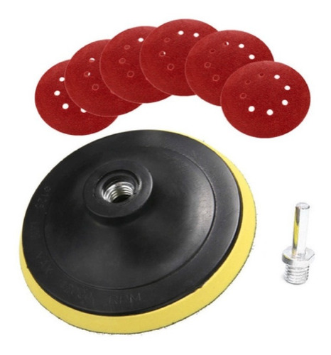 Imagen 1 de 4 de Disco Pulidora + 5 Lija 115mm Para Taladro Y Esmeril 4 1/2