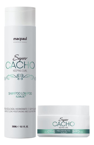  Kit Cabelos Cacheados Shampoo Low Poo E Máscara No Poo Super