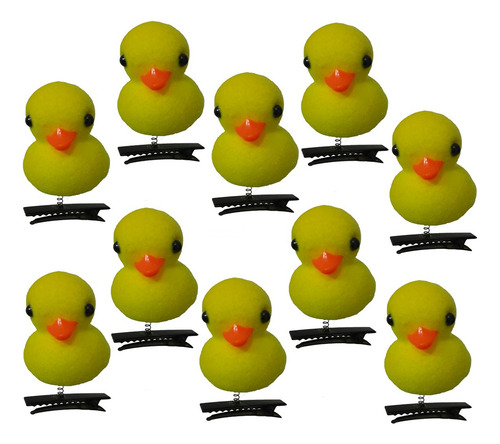 MKDML00110-p041 Color Amarillo 10 Patitos Broche Pinza Cabello