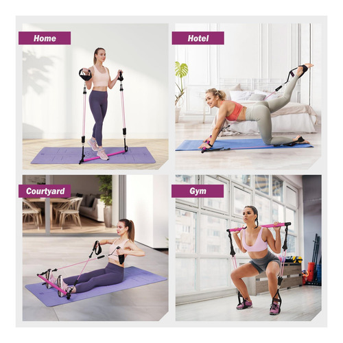 Kit De Bar De Pilates A Lo Largo Con Bandas De Resistencia,