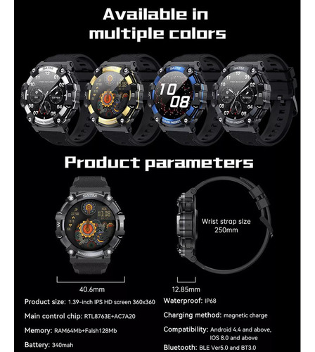 Reloj Inteligente For Hombre Bluetooth Llamadas Deportivo