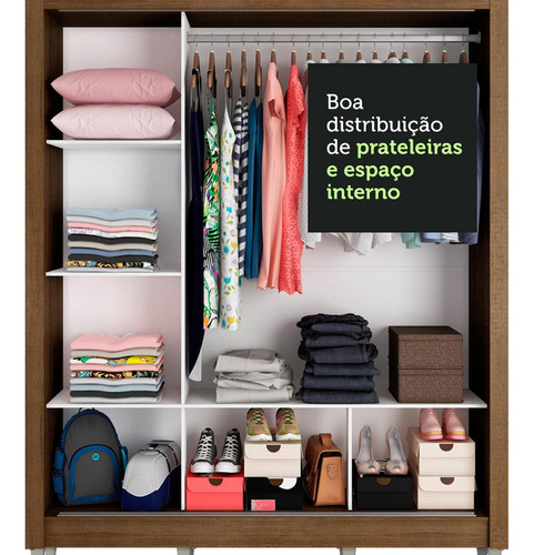 Guarda Roupa Casal Mônaco Madesa 3 Port Correr De Espe Pés R Cor Rustic
