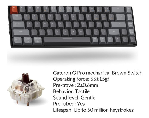 Teclado Do Teclado K6 65% Compacto 68 Teclado Para Jogos Sem