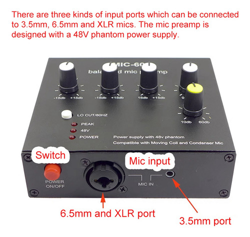 Mic-60, Ecualizador De 3 Bandas, Preamplificador De Micrófon