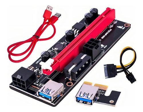 Riser Usb Pcie Ver 009s Sata 6pin Molex Mineria Criptomoneda Color Negro