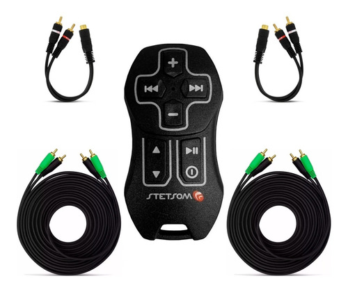 Kit 2 Cabos Y Blindado + 2 Rca 5 Metros + Controle Longa Sx