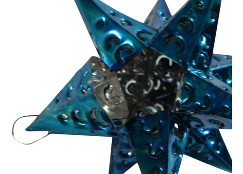 Imagen 2 de 5 de Esferas Navideñas Artesanales, 10 Estrellas De Latón Azul
