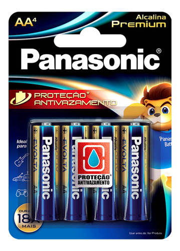 Pilha Alcalina Aa Premium Panasonic Bateria 2a Pequena 4 Un