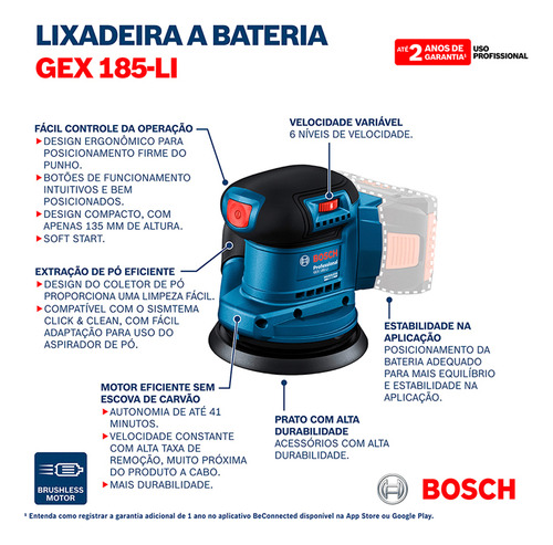Kit Chave Impacto Lixadeira Orbita Bosch 18v Bivolt Combo Nf
