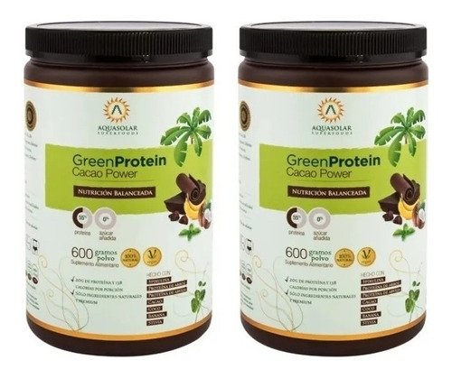 Aquasolar - Green Protein - Cacao Power 600g (2 Unidades)