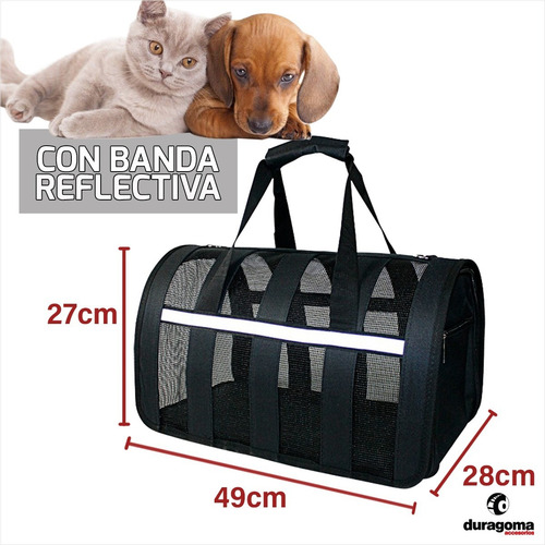 Imagen 2 de 10 de Bolso Transportador Malla Ventilación Mascotas Perro Gato