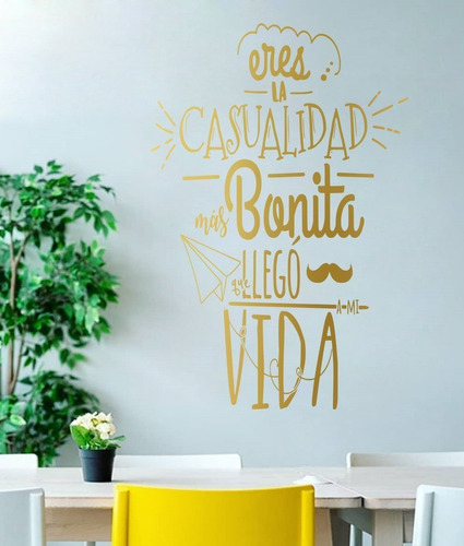 Vinil Decorativo Para Pared Frases Letras Eres La Casualidad