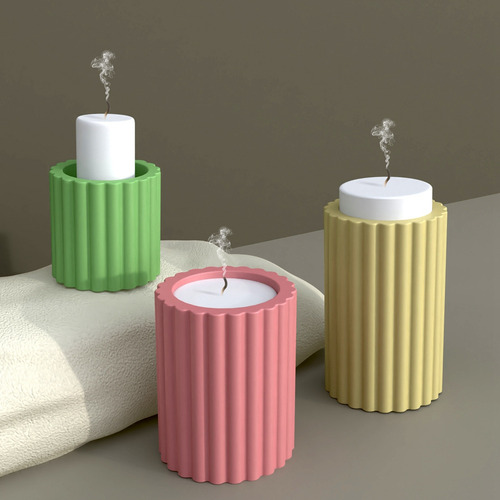 Molde De Silicona Para Candelabro Con Rayas Cilíndricas Quee