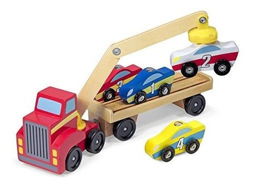 Melissa Y Doug Magnetic Car Loader Toy Toy De Madera Con 4 A