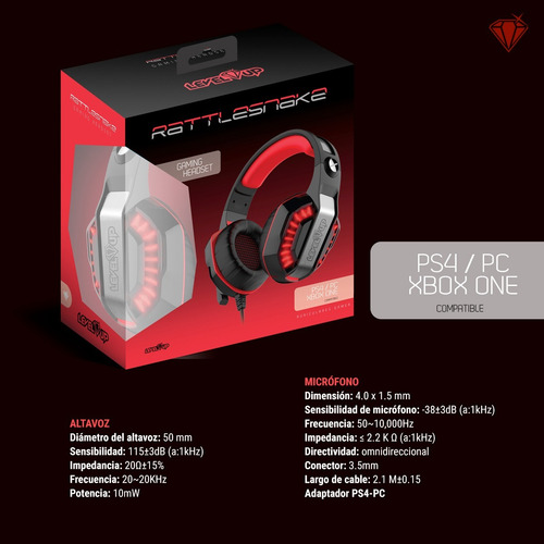 Imagen 5 de 8 de Headset Auricular Gamer Level Up Rattlesnake Ps4 Pc Xbox One