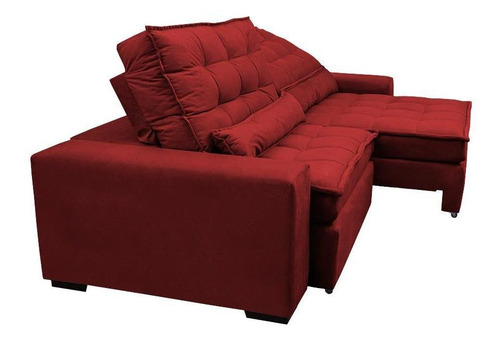 Sofá Retrátil e Reclinável com Molas Ensacadas Cama inBox Gold 2,32m Tecido Suede Velusoft Vermelho