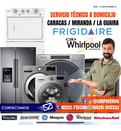 Imagen 1 de 3 de Servicio Tecnico Lavadora Secadora Whirlpool LG Frigidaire