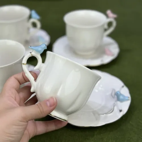 Conjunto 4 Xícaras Chá 200ml E Pires Wolff Birds Passarinho