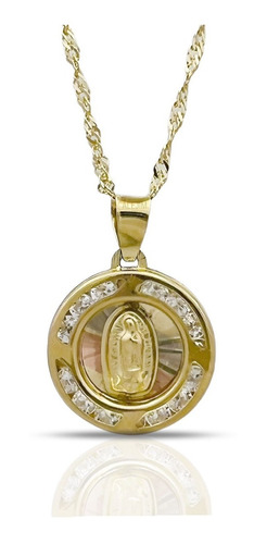 Medalla De Virgen  Y Cadena De Oro 10k Mujer  Regalo Bautizo