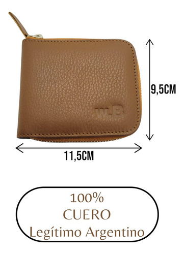 Billetera Con Cierre Pocket De Cuero Vacuno Pp27 Unisex Suela