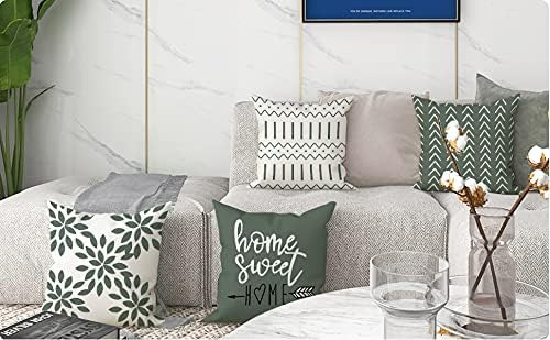 4Pcs Fundas De Cojín De 45x45cm, Funda de Almohada De Sofá Moderno Geométricas,Impresión De Doble Cara,Color Verde