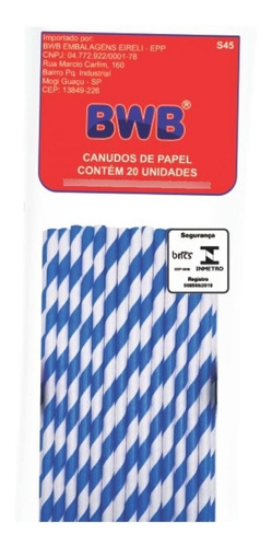 2 Pack Pitillos De Papel Paq. 20und Bwb 9965 Rayado Azul