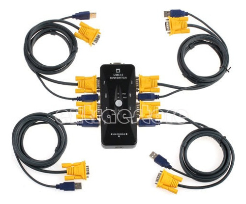 Usb2.0 4-port Kvm Switch Box Monitor Vga Svga 4 Kvm Cable Pa