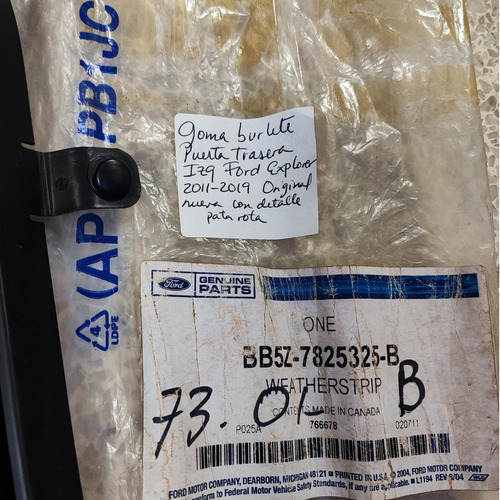 Goma Burlete Ford Explorer Puerta Trasera Izquierda 11-19