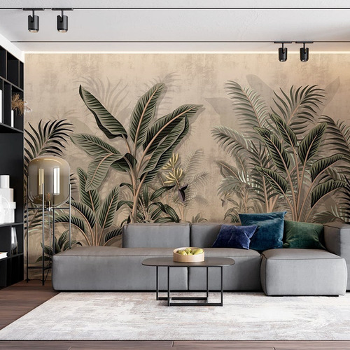 Vinil Decorativo Tapiz Paisaje Tropical Vintage Variedad Mod Color Tropical rain forest