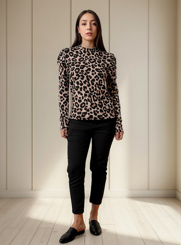 Remera Manga Larga Animal Print Mujer - Mariposamiaok